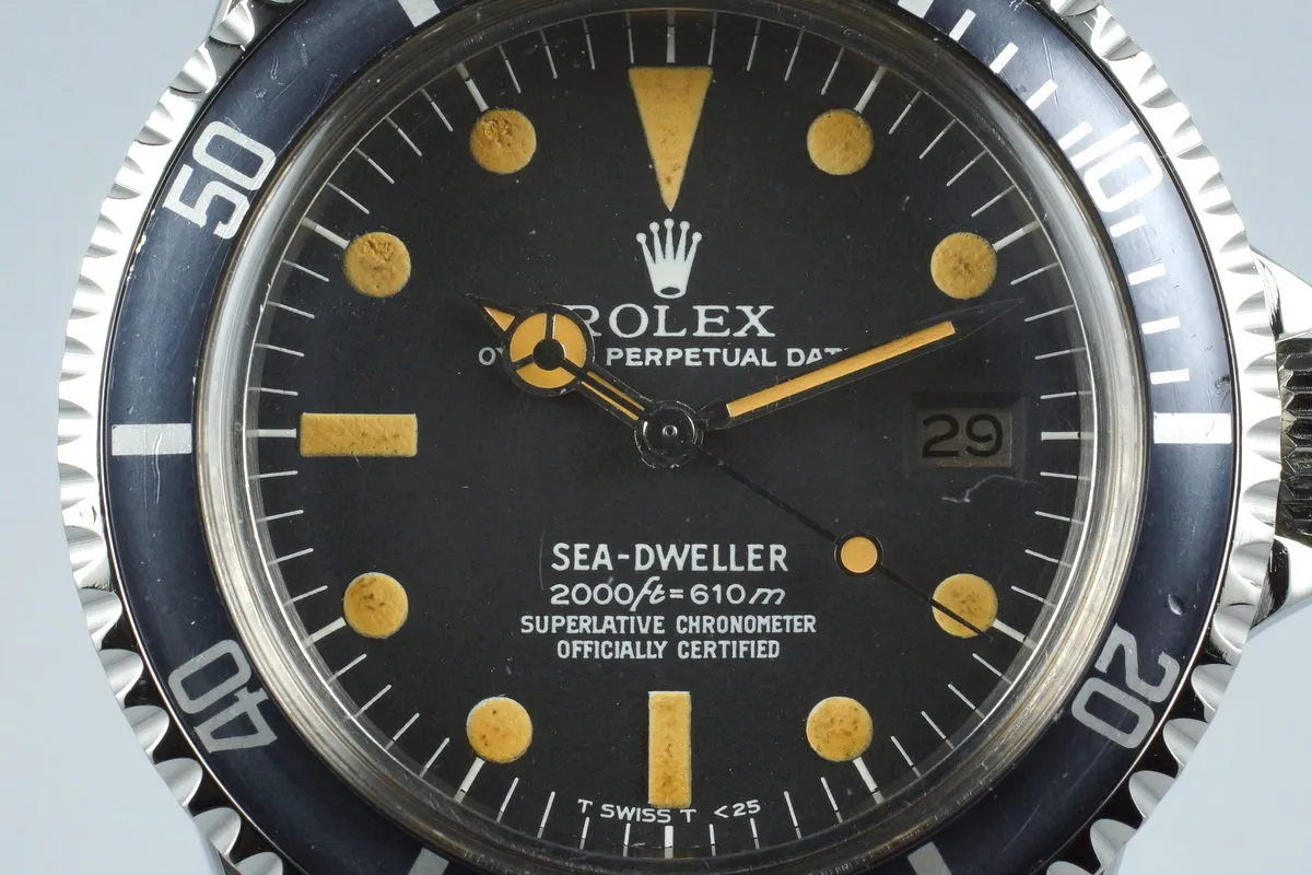 1978 Rolex Sea Dweller 1665 Rail Dial with Box and Accessories