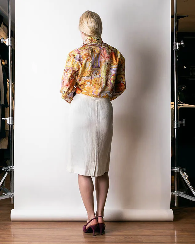 1990s Hermès Fine Cotton Twill Skirt S