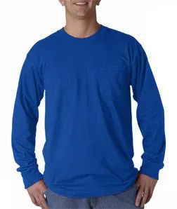 3055 Union Made: A Division of Bayside Adult Union Made Long-Sleeve Cotton Pocket Tee Royal