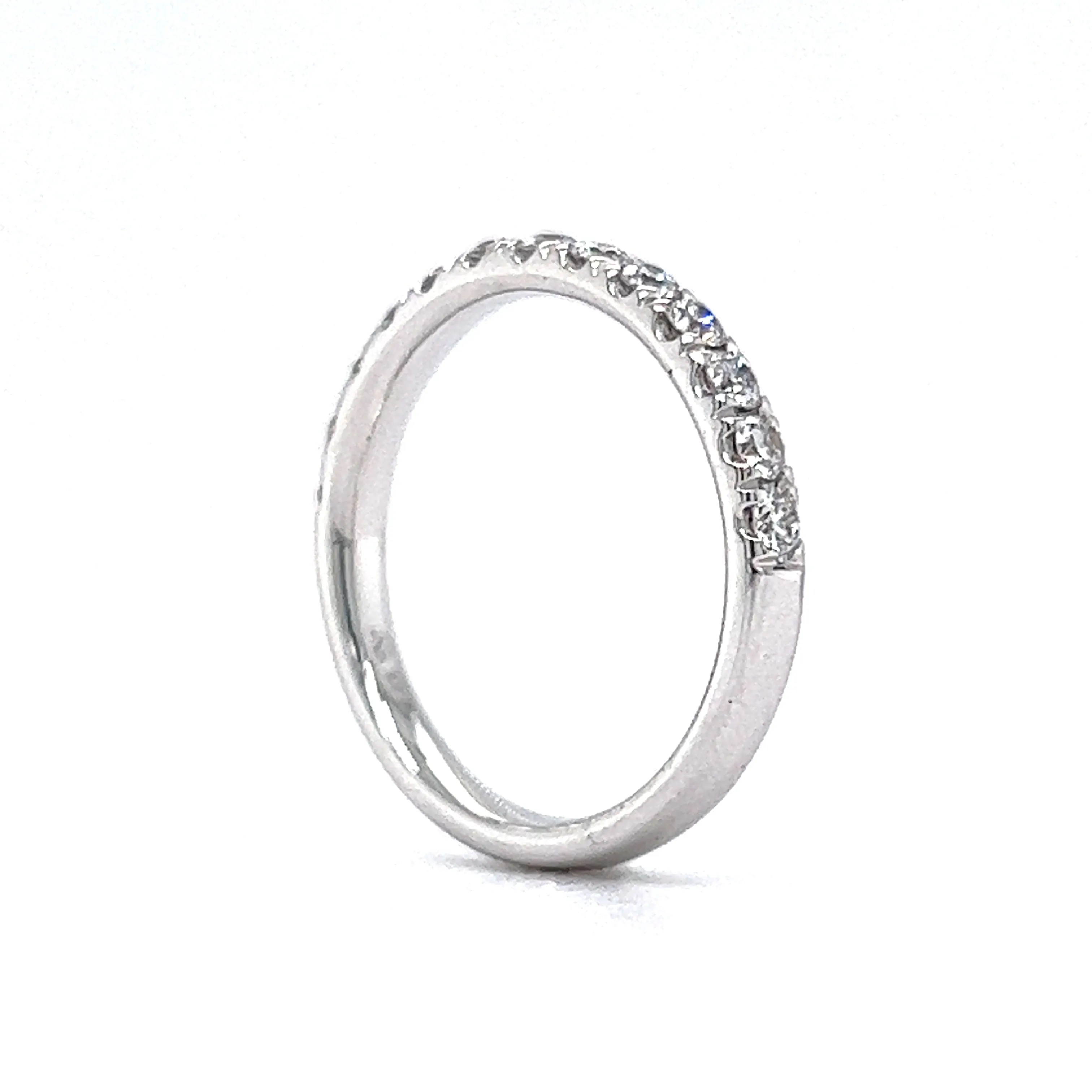 .53 Round Brilliant Cut Diamond Wedding Band in 14k White Gold
