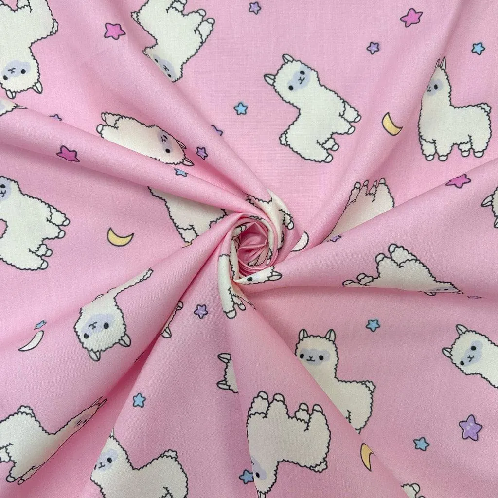 Alpacas Rose & Hubble Cotton Poplin Fabric