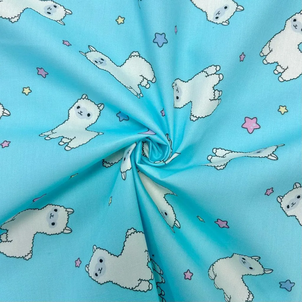 Alpacas Rose & Hubble Cotton Poplin Fabric