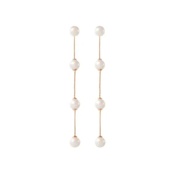Amélie George IMOGEN - LONG PEARL CHAIN WEDDING EARRINGS - GOLD