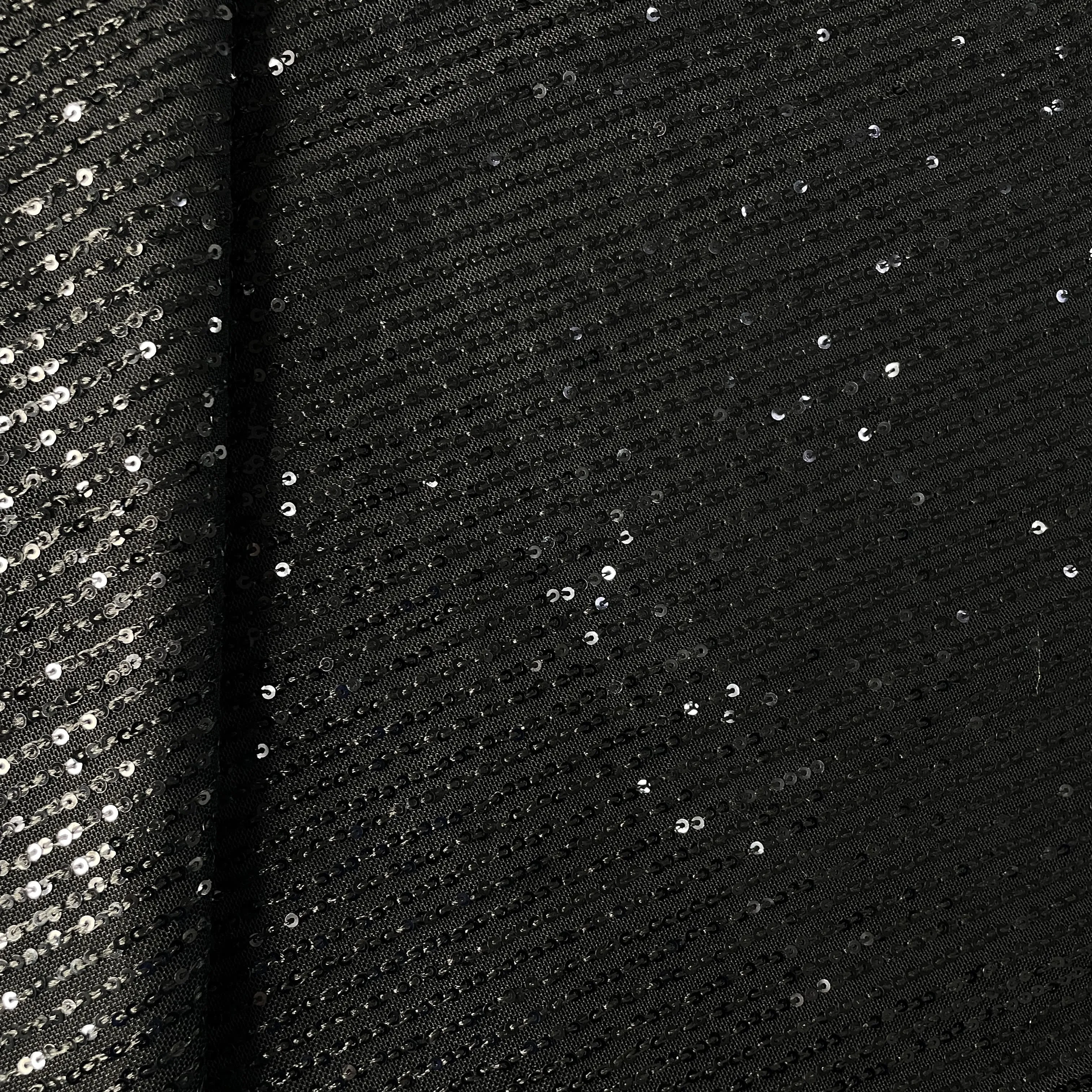 Black Sequins Embroidery Net Fabric 19904