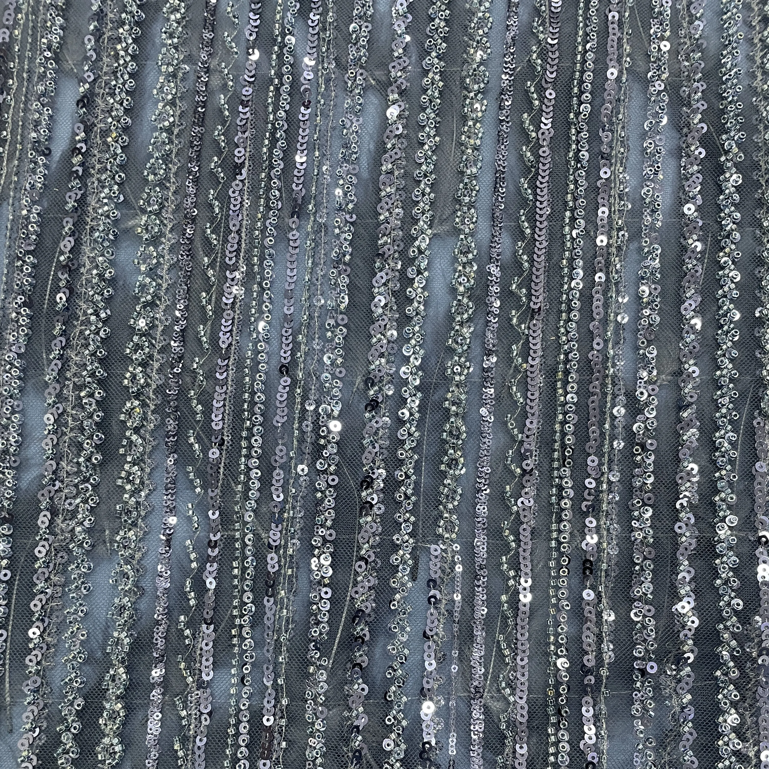Blue imported Sequins feathers Handcrafted Embroidery Net 15149
