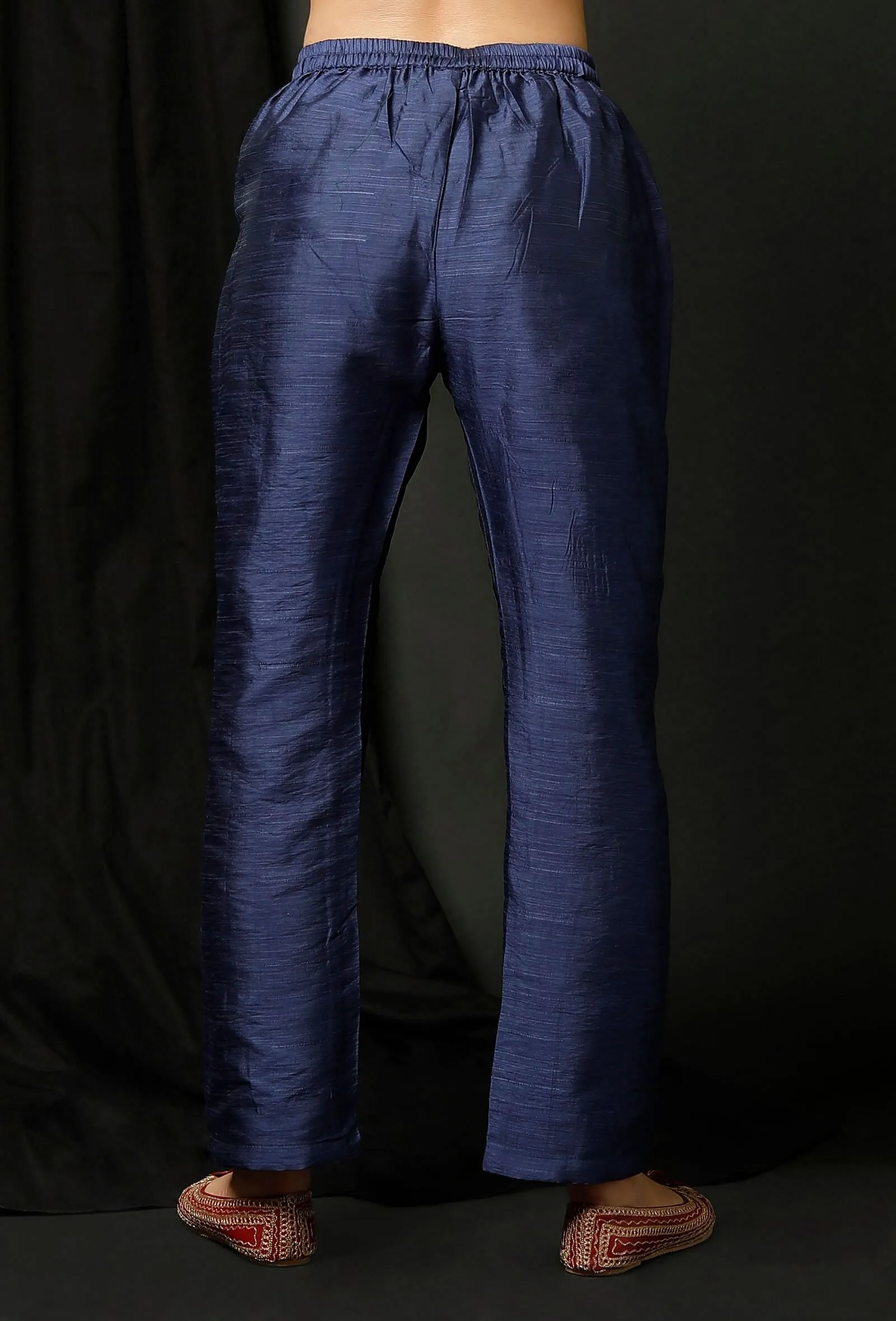 Elegant Blue Raw Silk Trousers