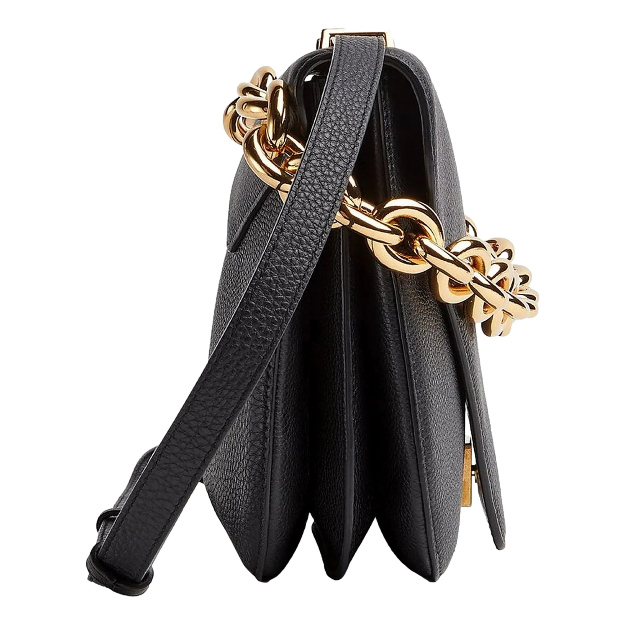 Bottega Veneta Mount Envelope Medium Shoulder Bag Leather Black and Gold