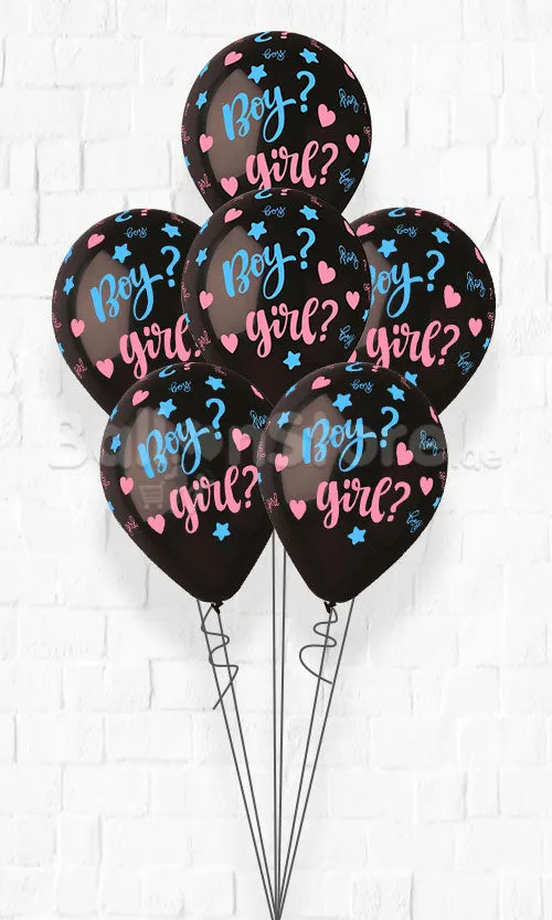 Boy or Girl Gender Reveal Balloon Bouquet on a Holder - TOPPER Balloons - 1piece with Confetti