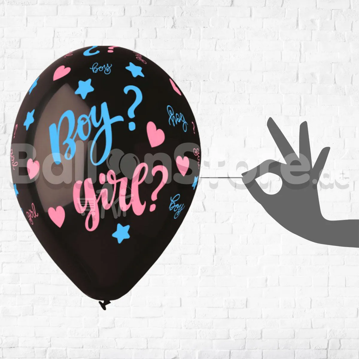 Boy or Girl Gender Reveal Balloon Bouquet on a Holder - TOPPER Balloons - 1piece with Confetti