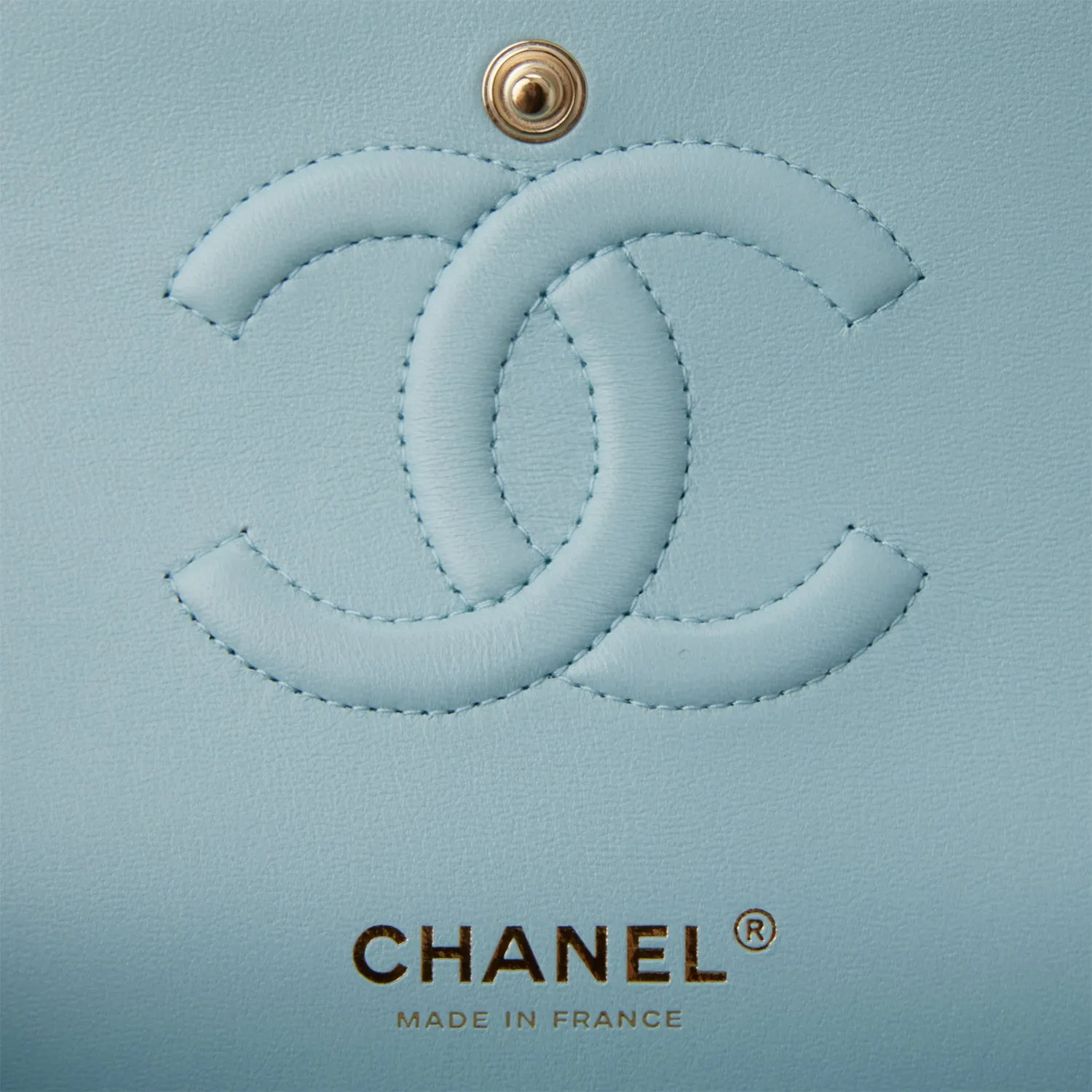 Chanel Medium Classic Double Flap Bag Blue Quilted Caviar Light Gold Hardware