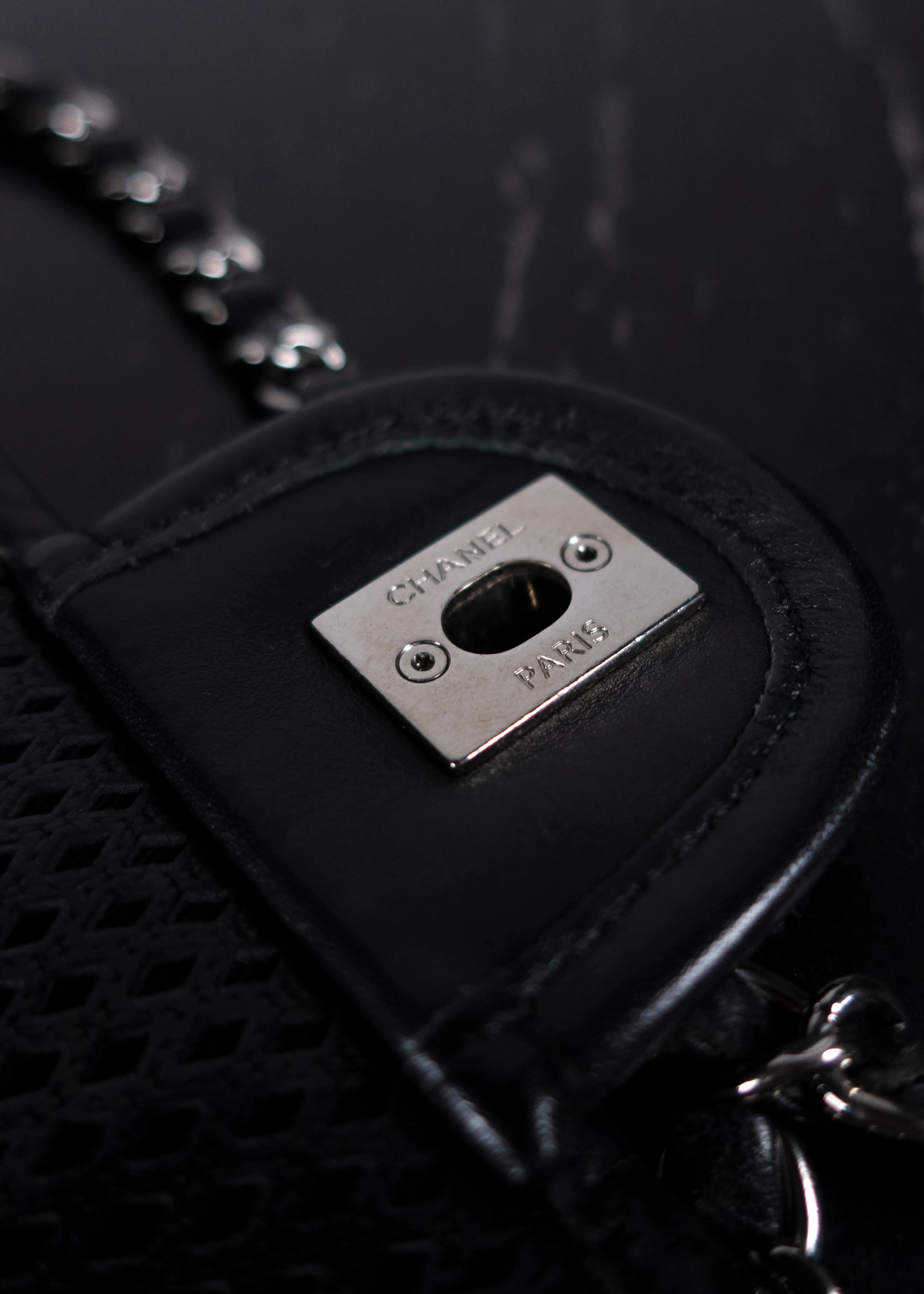 Chanel Perforated Calfskin Large Up In The Air Flap Black