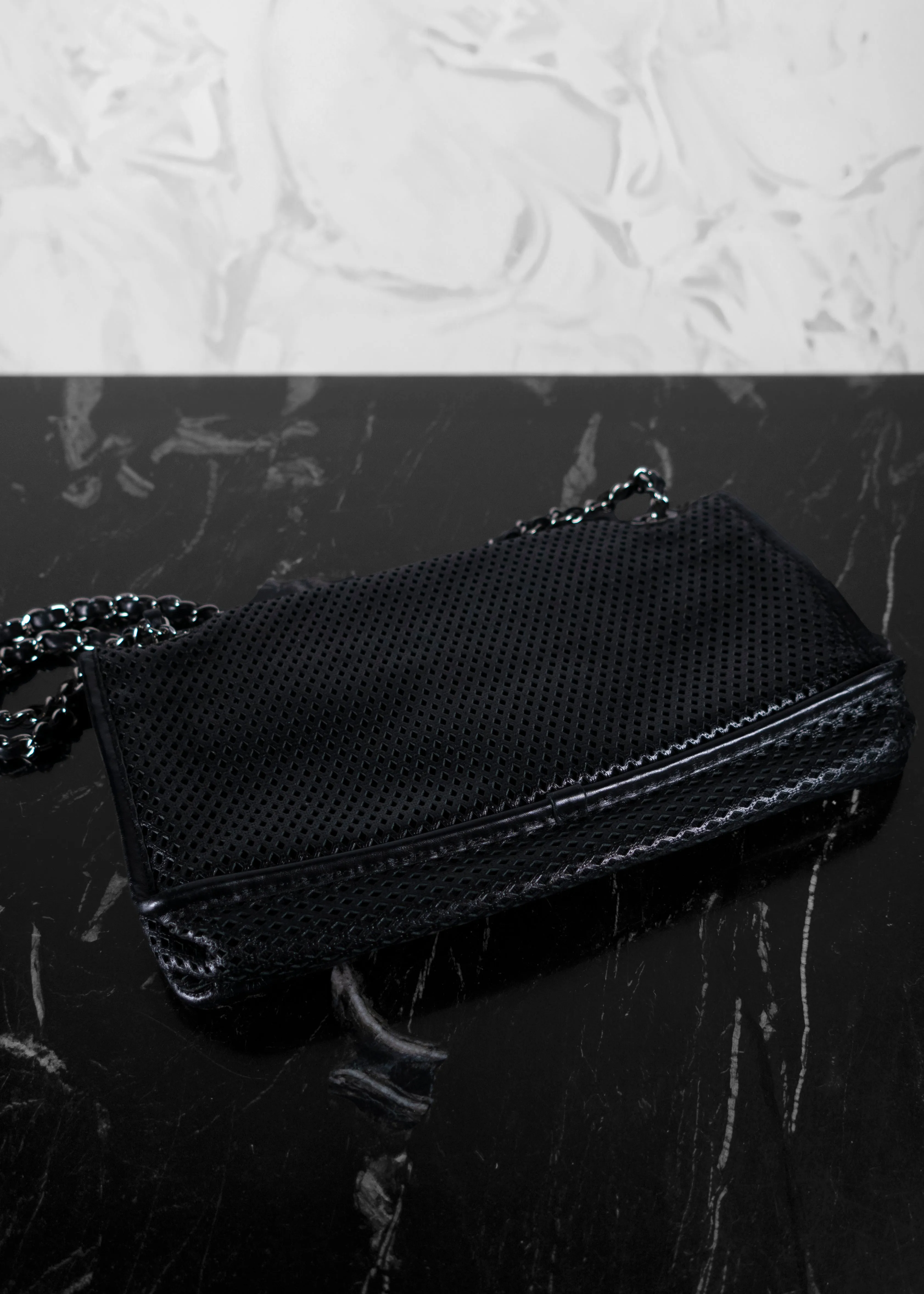 Chanel Perforated Calfskin Large Up In The Air Flap Black