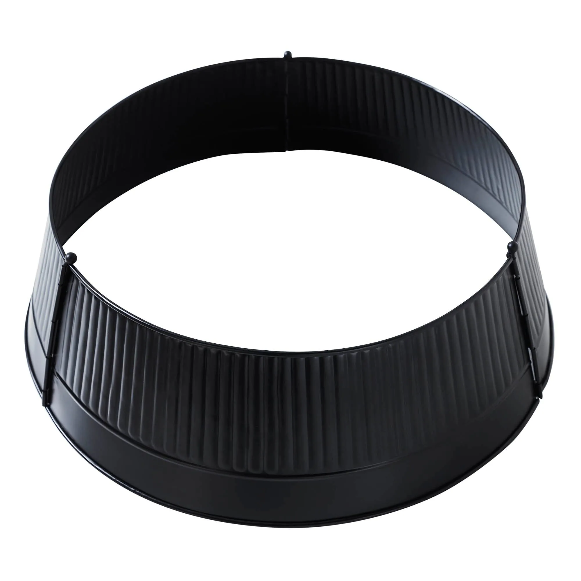 Charcoal Fluted Metal Christmas Tree Collar - 24"