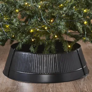 Charcoal Fluted Metal Christmas Tree Collar - 24"
