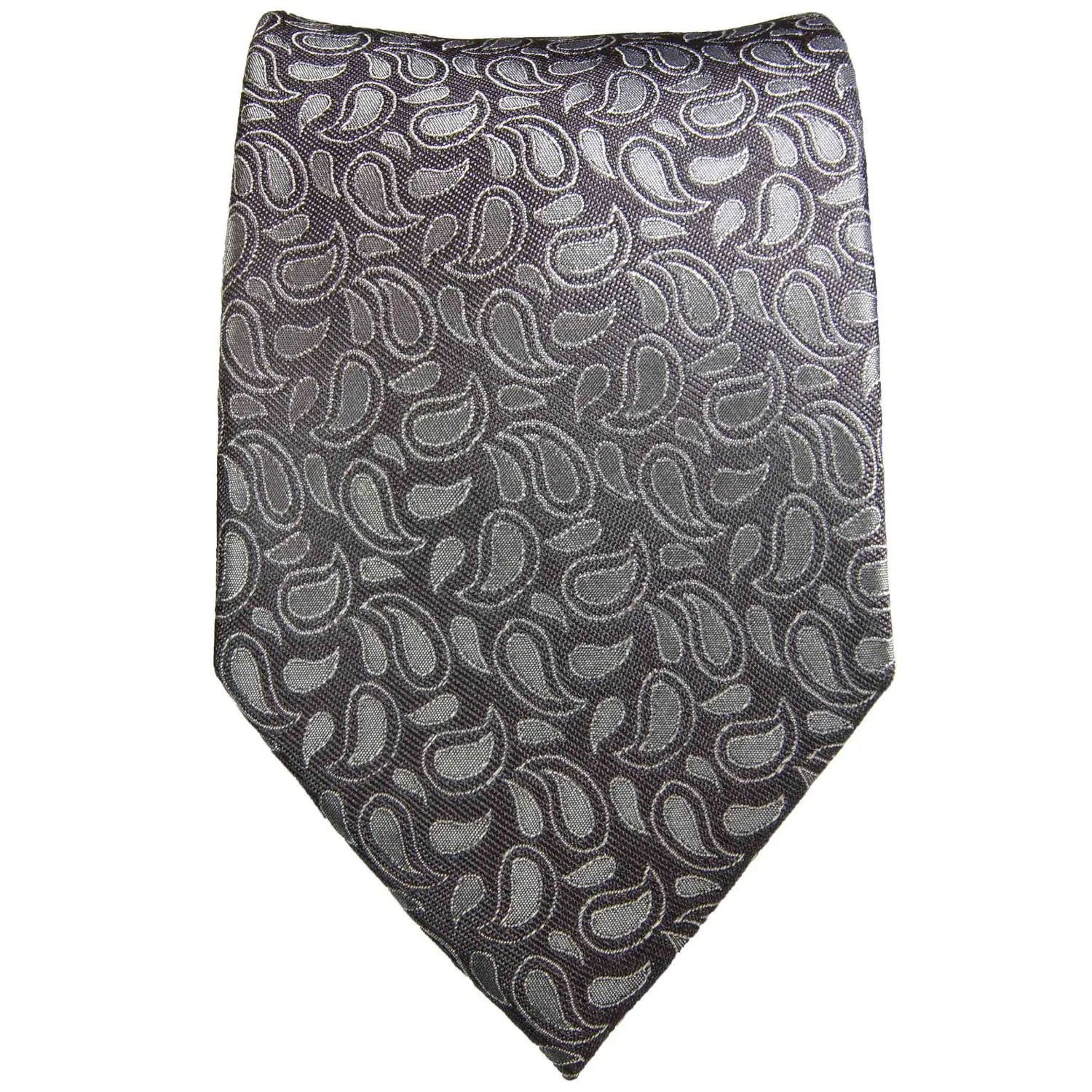 Charcoal Paisley Silk Tie by Paul Malone