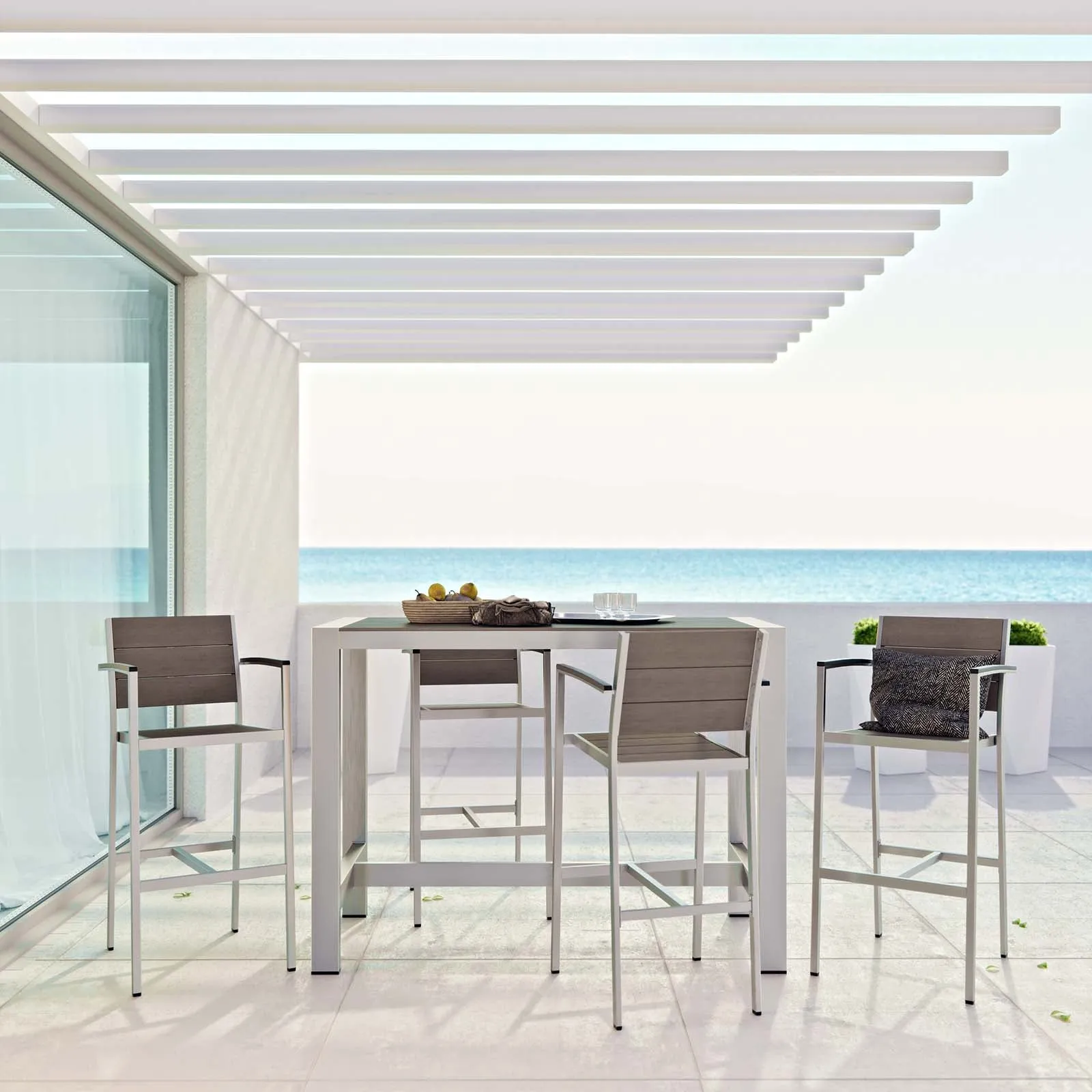 Coast 5-Piece Outdoor Patio Aluminum Bar Set