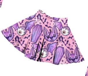 Coffin Bats Pink Skater Skirt