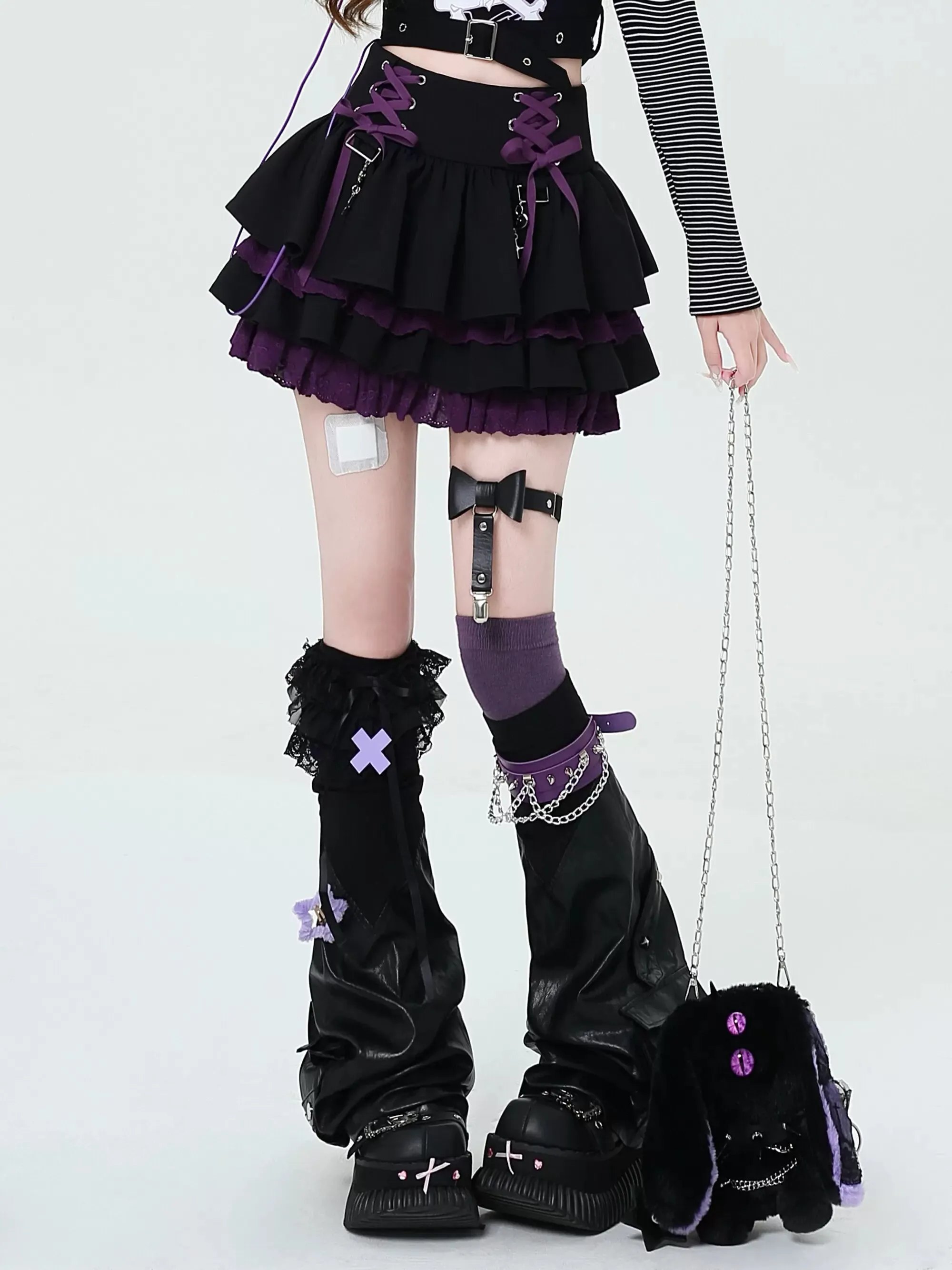 Crazy Girl Rebel Phase Pink Red Purple Black Ruffle Skirt