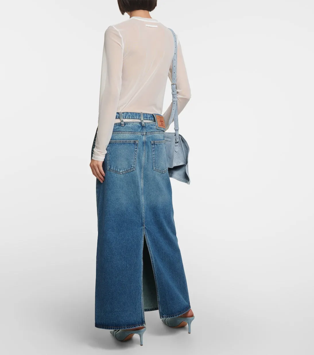 Denim maxi skirt with y-shaped belt Y/Project, blue