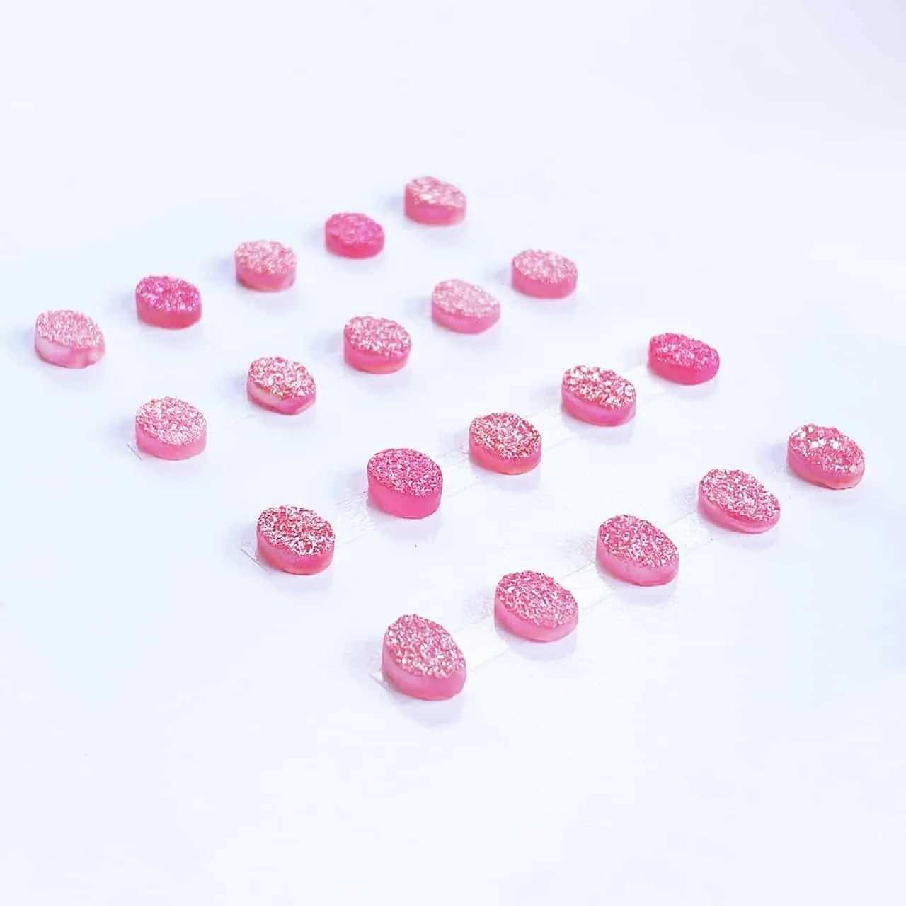 Drusy Hot Pink Small Oval Cabochons 7mm - 20 pieces