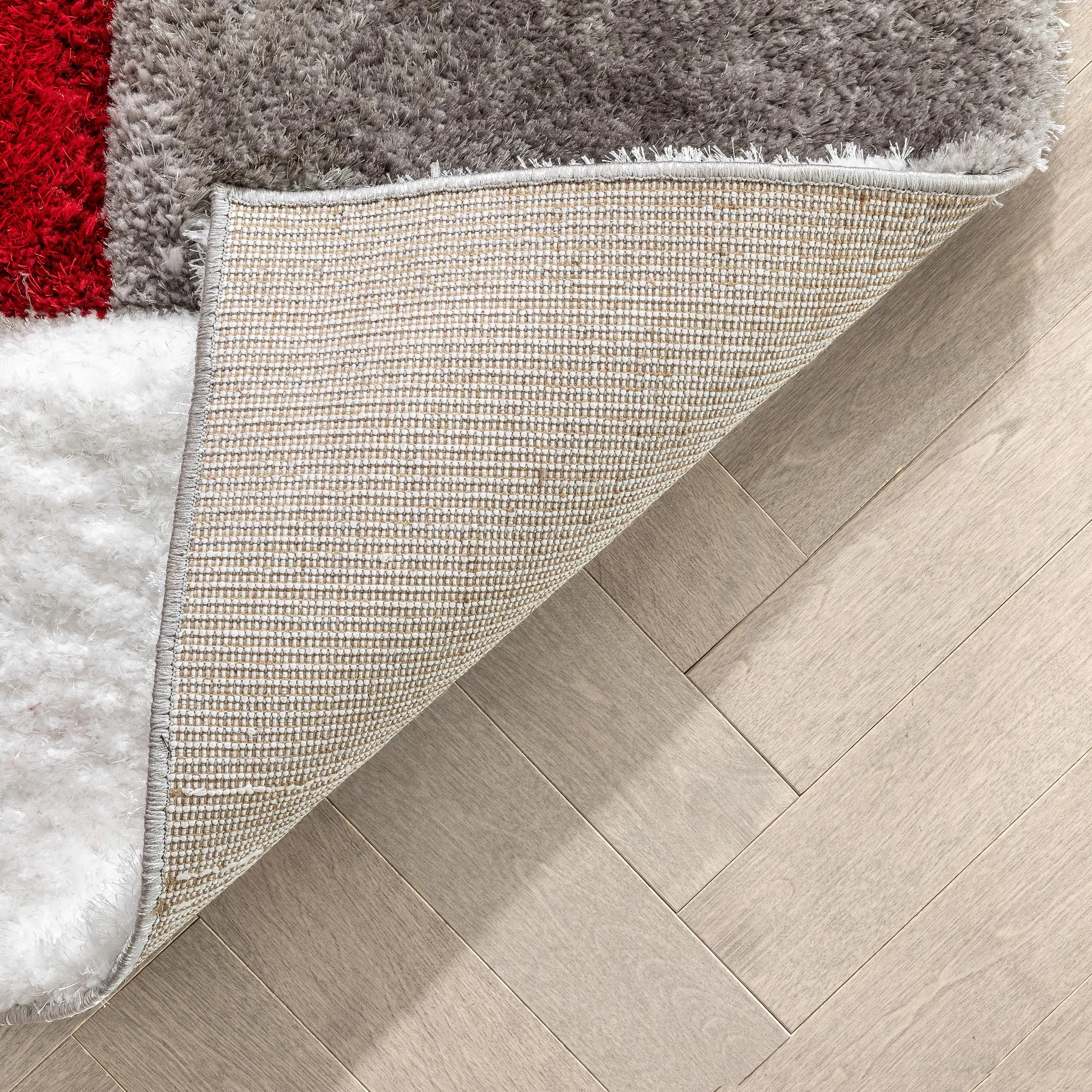 Escondido Red Modern Geometric 3D Textured Shag Rug