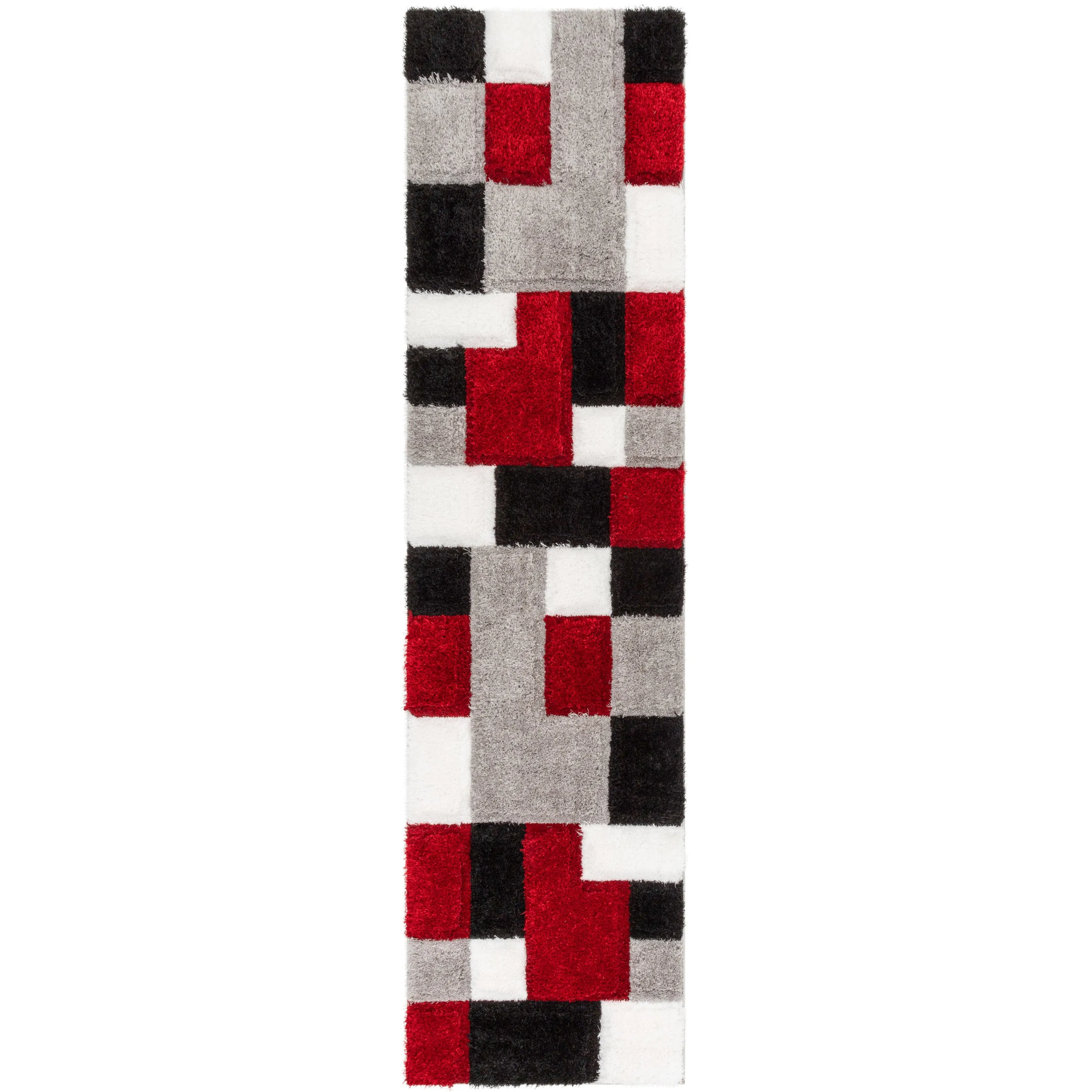 Escondido Red Modern Geometric 3D Textured Shag Rug