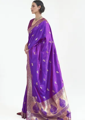 Grape Purple Woven Kanjivaram Silk Saree