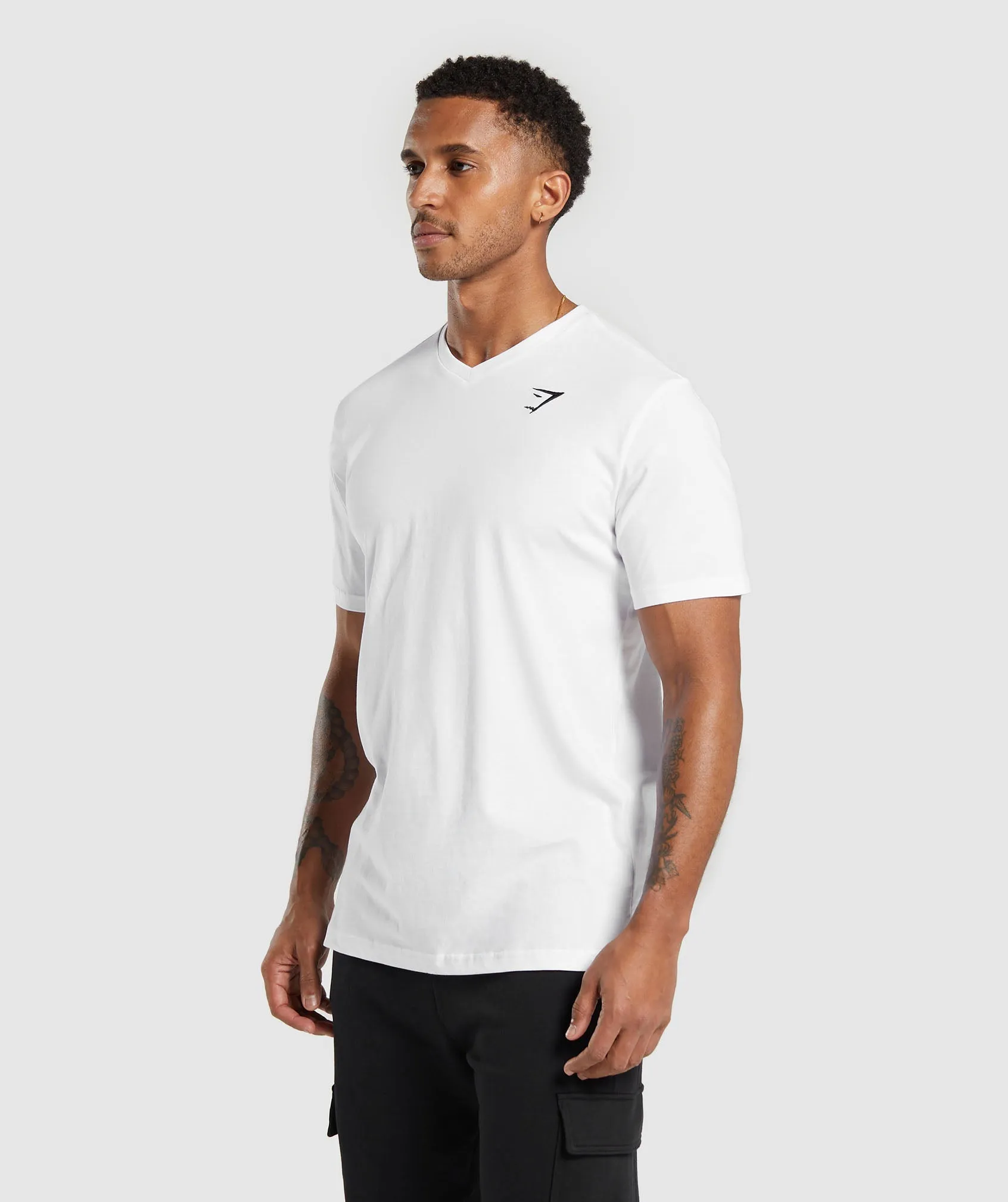 Gymshark Crest V-Neck T Shirt - White