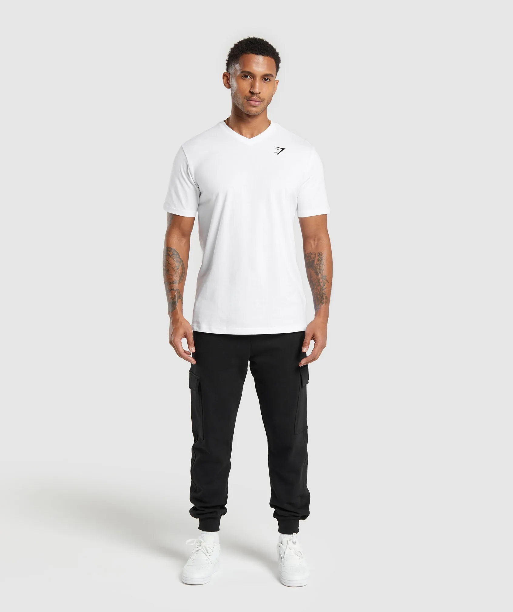 Gymshark Crest V-Neck T Shirt - White