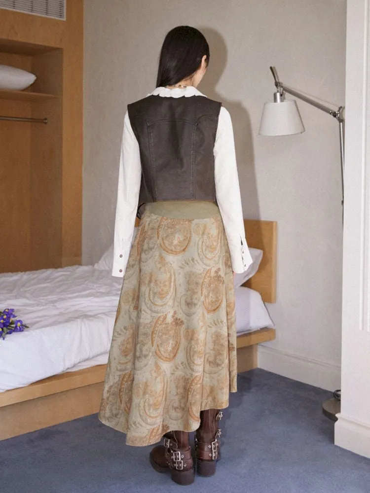 Lace-up Hem Printed Umbrella Skirt【s0000010097】