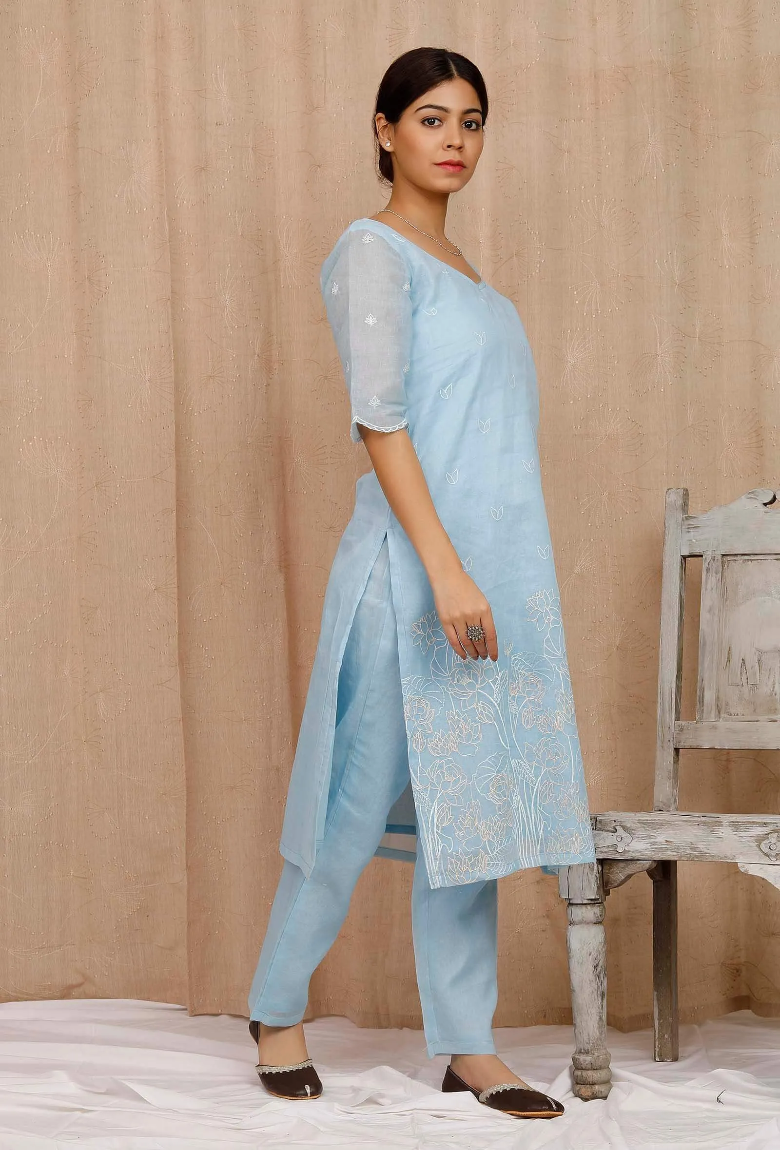 Light Blue Organdy Kurta