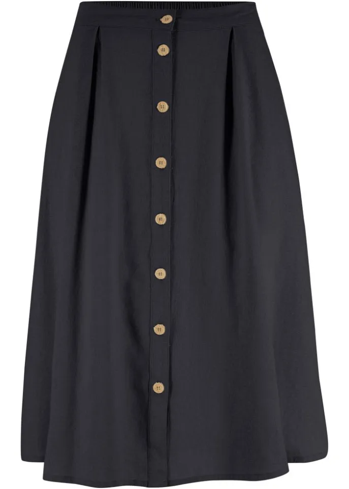 Linen midi skirt Bpc Bonprix Collection, black