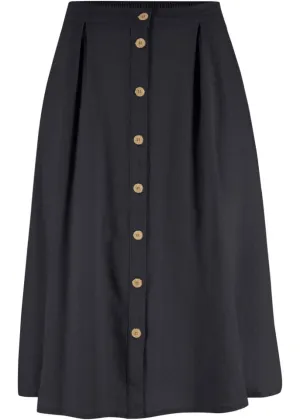 Linen midi skirt Bpc Bonprix Collection, black