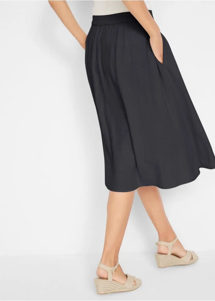 Linen midi skirt Bpc Bonprix Collection, black