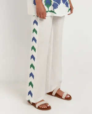 LINEN PANTS "ARROW" BLUE GREEN