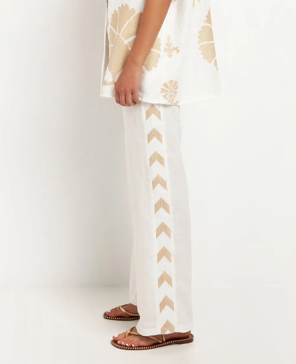 LINEN PANTS "ARROW" BLUE GREEN