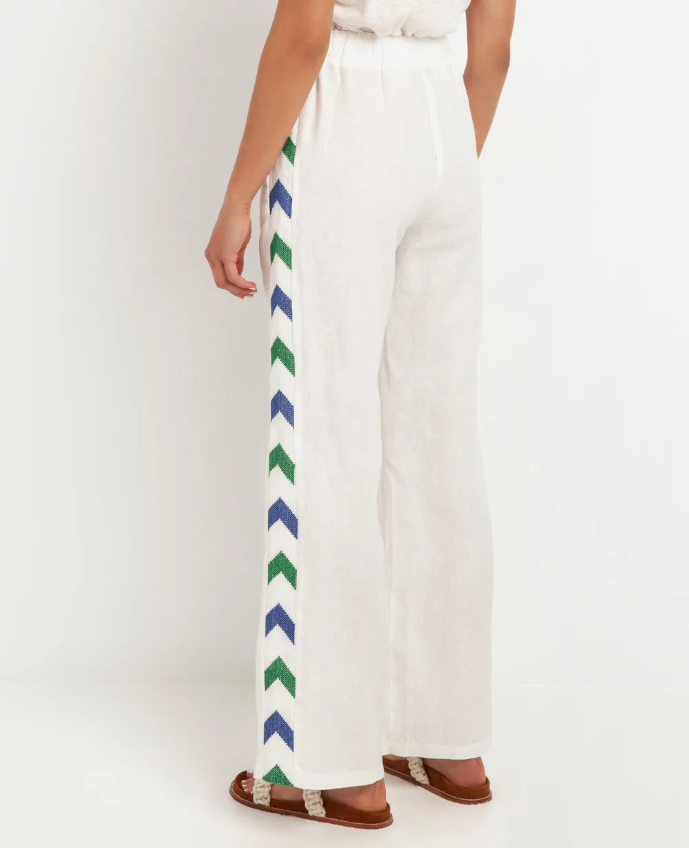 LINEN PANTS "ARROW" BLUE GREEN