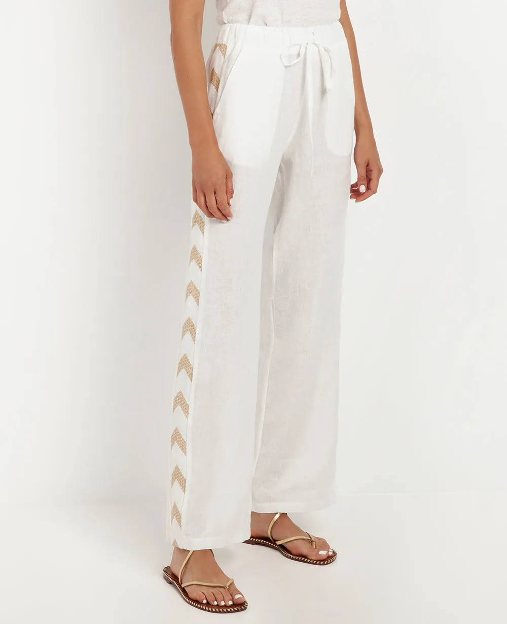 LINEN PANTS "ARROW" BLUE GREEN