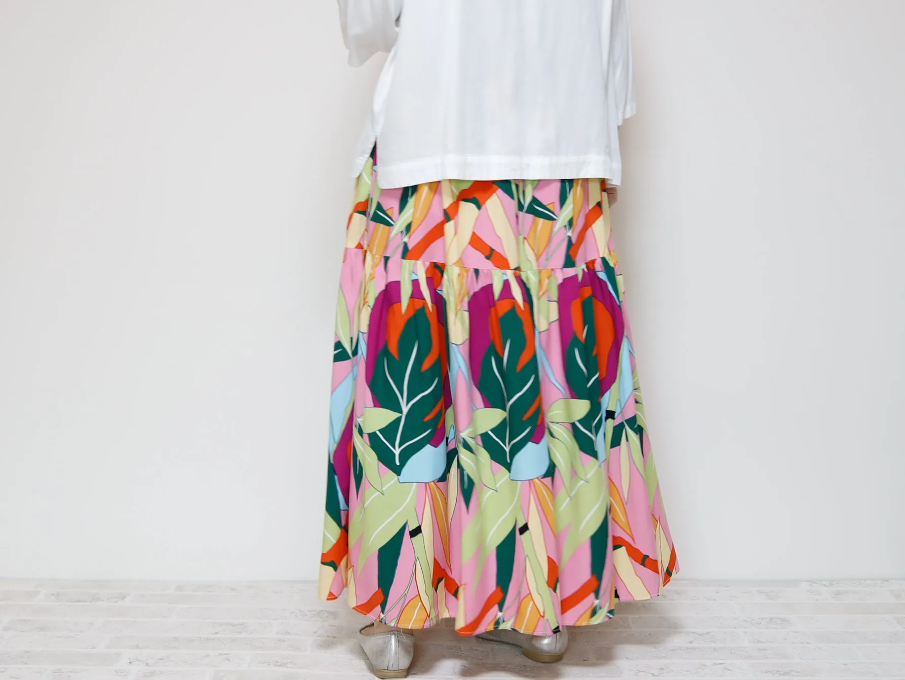 <S39PS> PINKY PRINTED Skirt  -Length 90cm