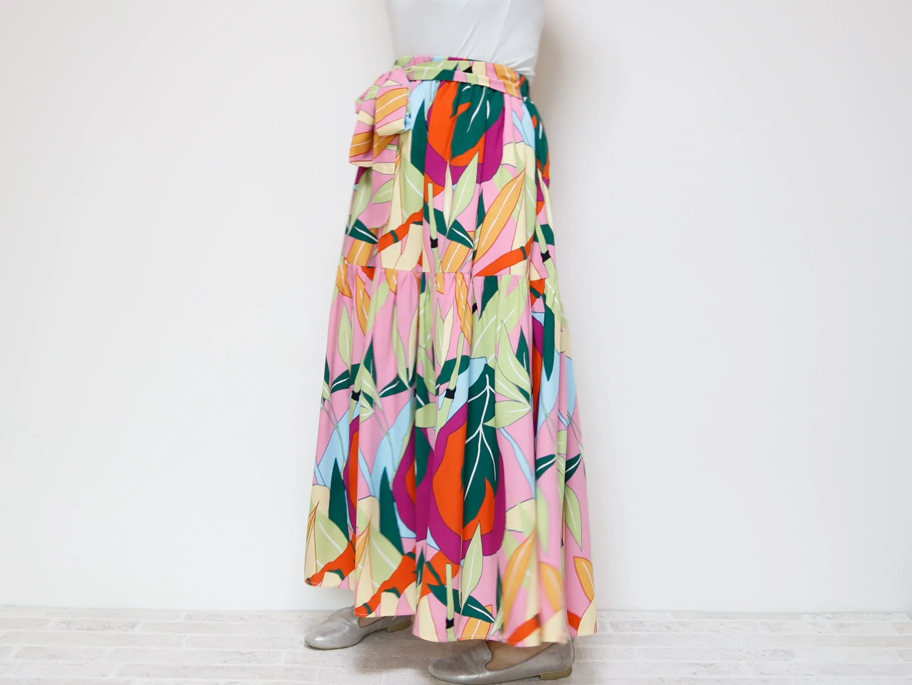 <S39PS> PINKY PRINTED Skirt  -Length 90cm