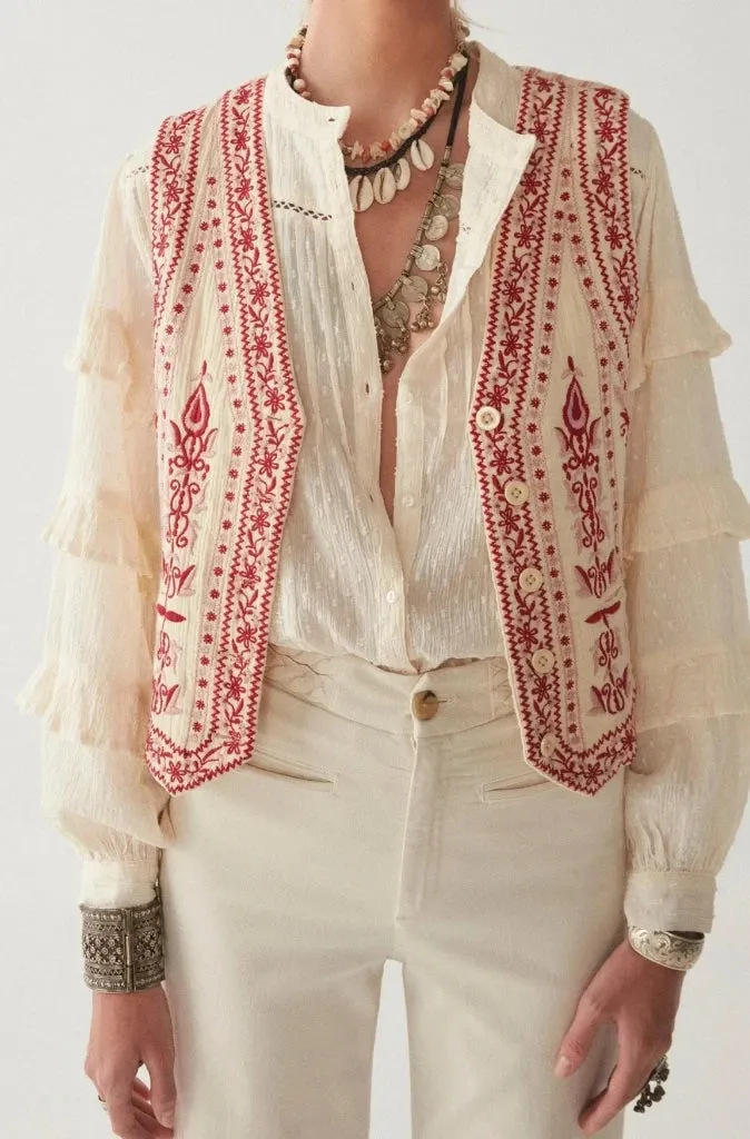 Giada Vest by Maison Hotel in Red Sea Color - Premium Quality