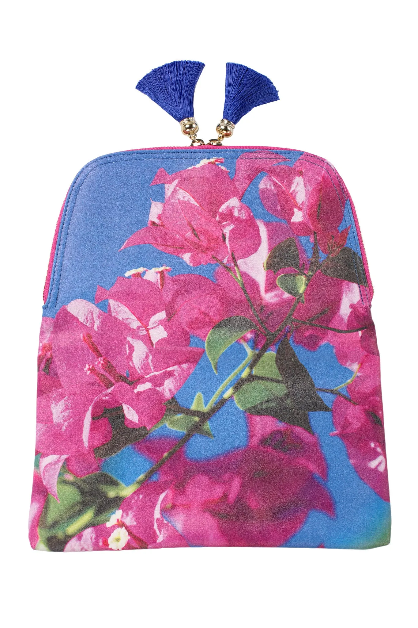 Pink Bougainvillea & Blue Sky Print Clutch