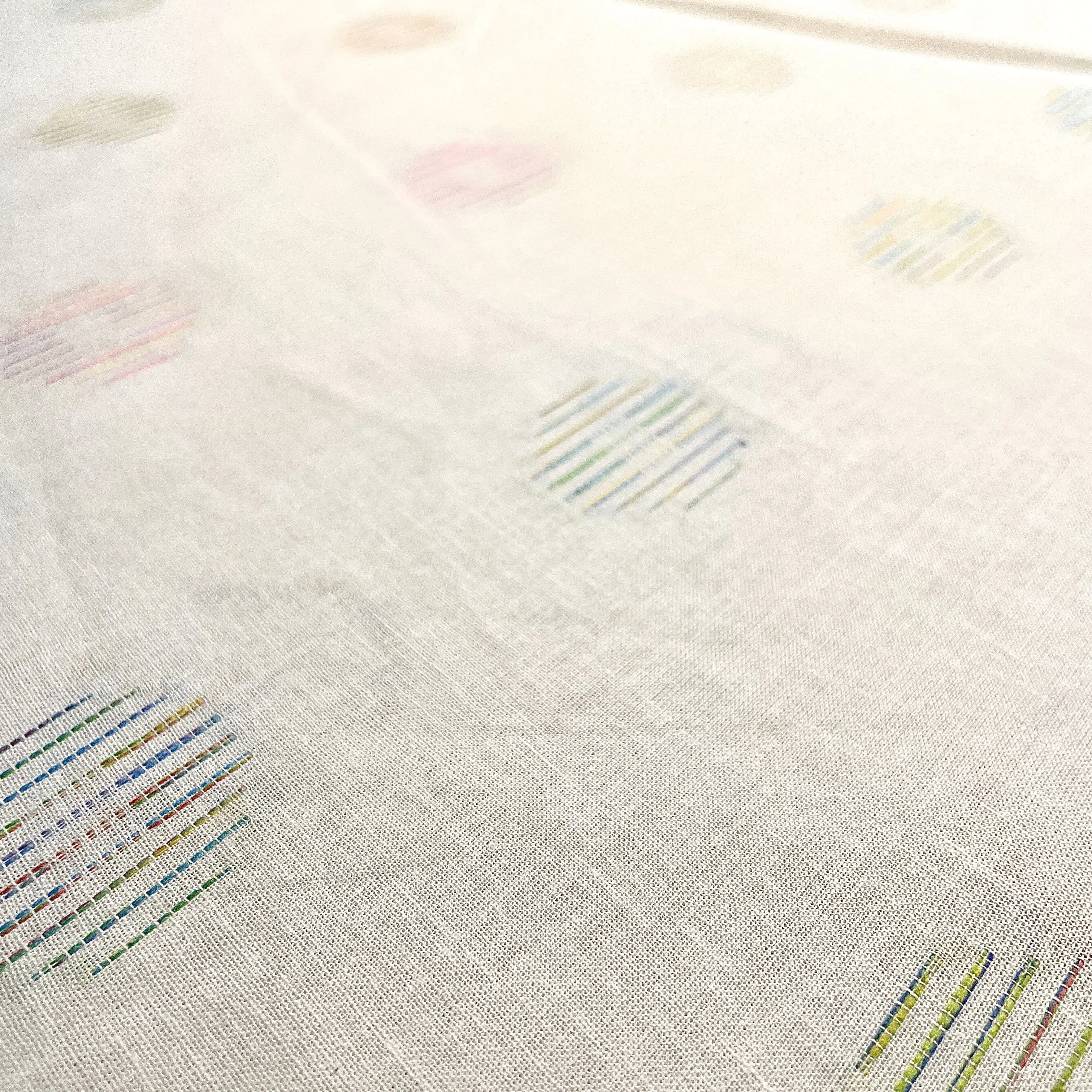 Premium White Multicolor Dobby Embroidery Dyeable Cotton Fabric