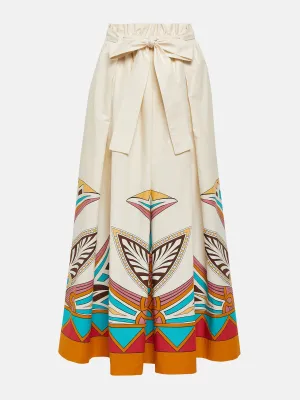 Printed cotton poplin skirt