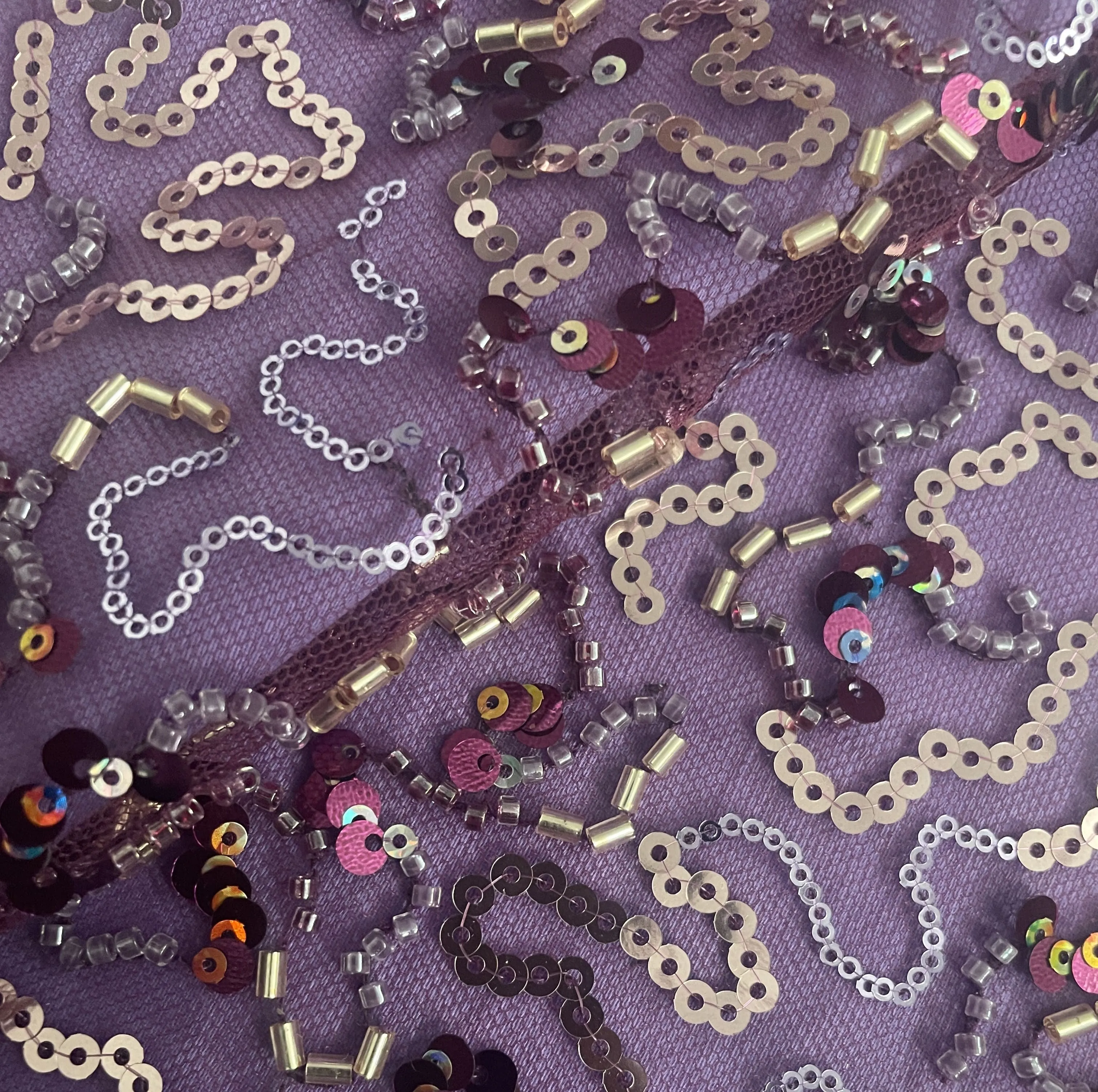 Purple Abstract Sequins Cut Dana Embroidery Net 15143