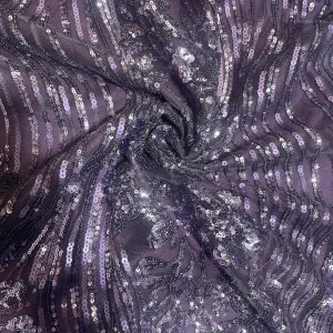 Purple Sequins Embroidery Net Fabric 19977