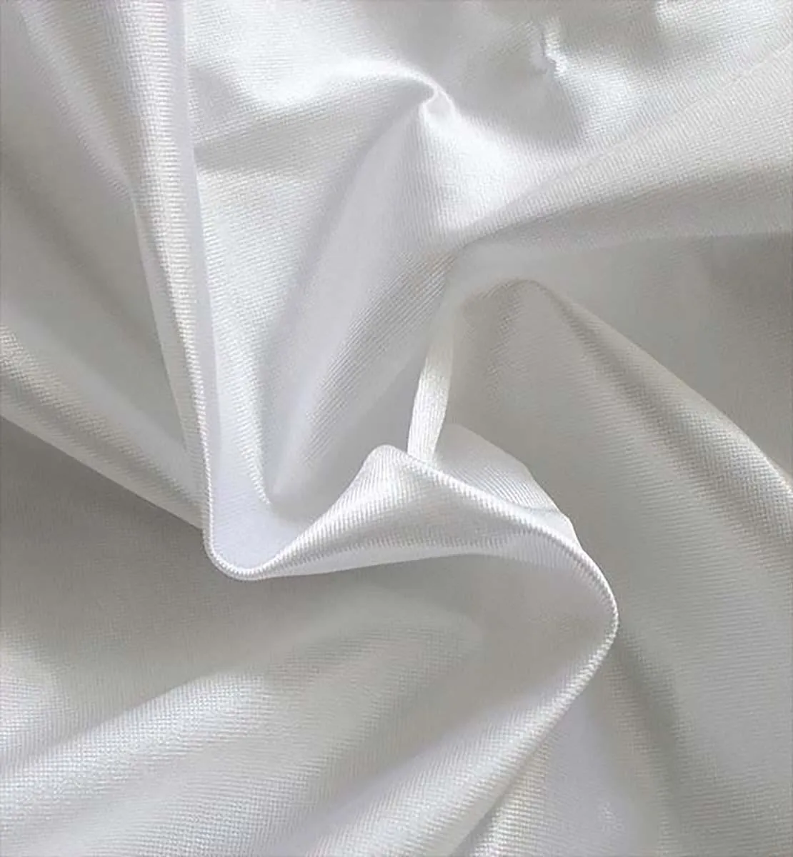 Silver 14' x 39" Poly Knit Satin Table Skirt Shirred Pleat