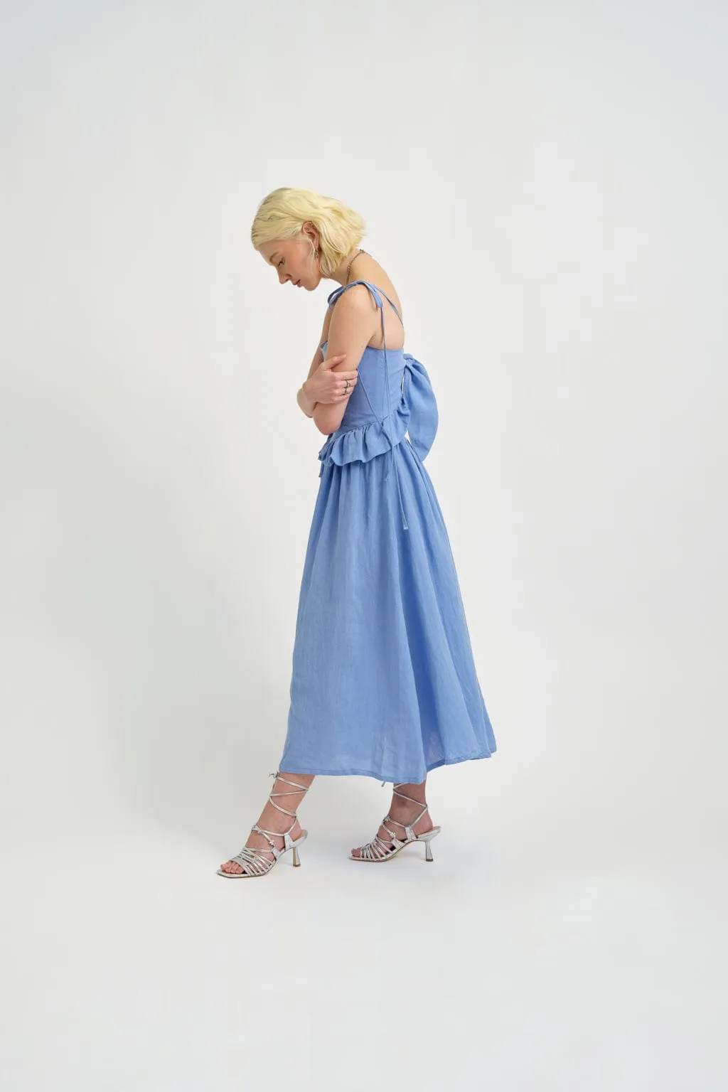 Tessa Dress Blue Linen