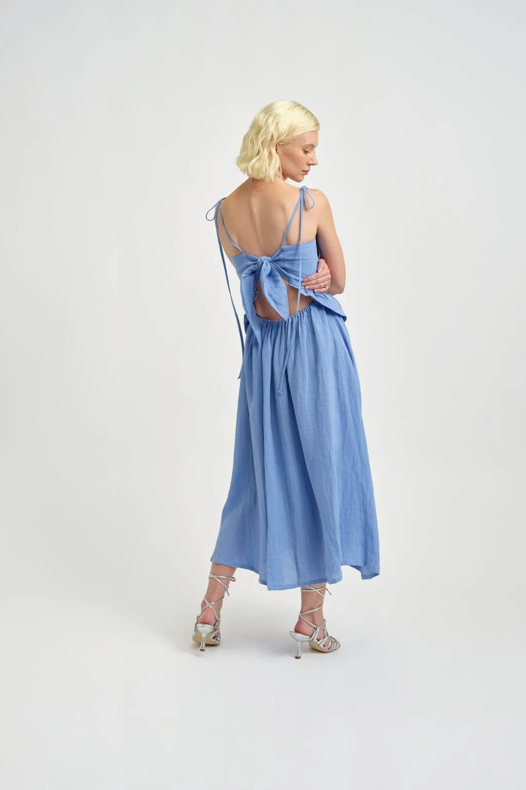 Tessa Dress Blue Linen