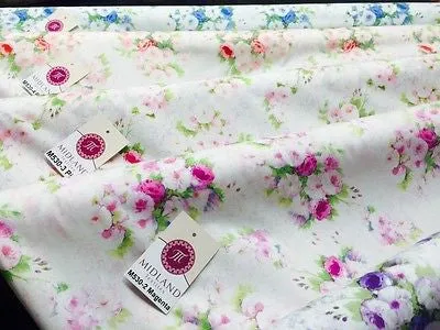 Vintage floral shabby Chic Printed Fabric 100% Cotton Poplin 44" Wide M530 Mtex